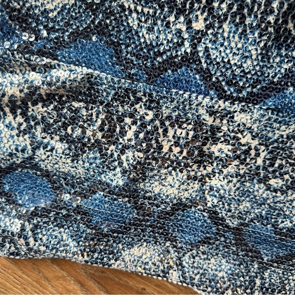 Superdown from Revolve blue snakeskin print sequined mini dress, size XS - Picture 6 of 6